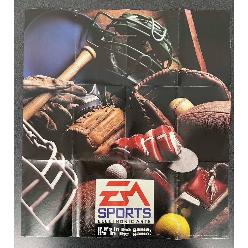 EA Sports Sega Genesis Foldable Promo Poster Insert Electronic Arts Sports